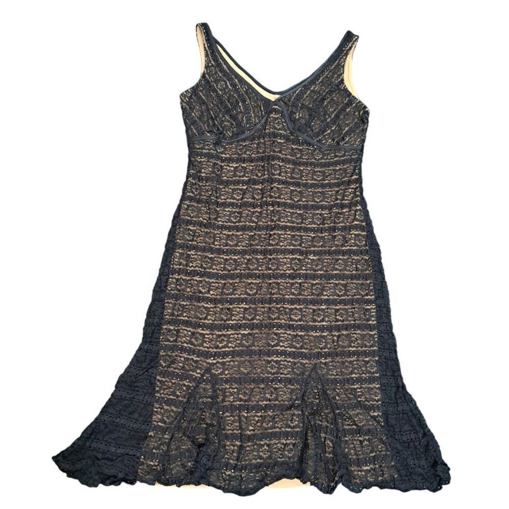 New York & Company Women Y2K Black Lace Sleeveless Empire Waist Dress Size Small